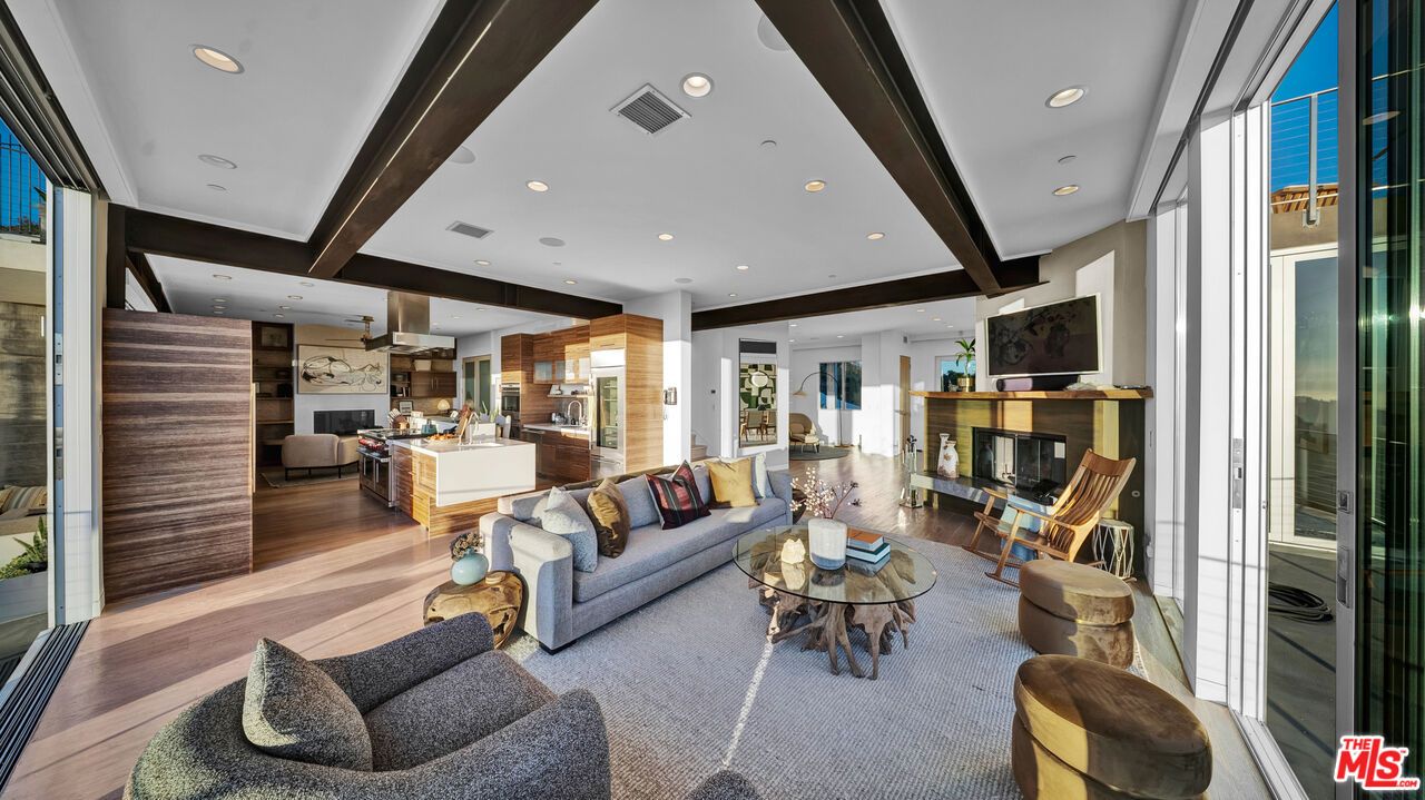 Interior, Kitchen, Living room, Recessed Lighting, Stainless Steel Appliances, Wood Texture Flooring