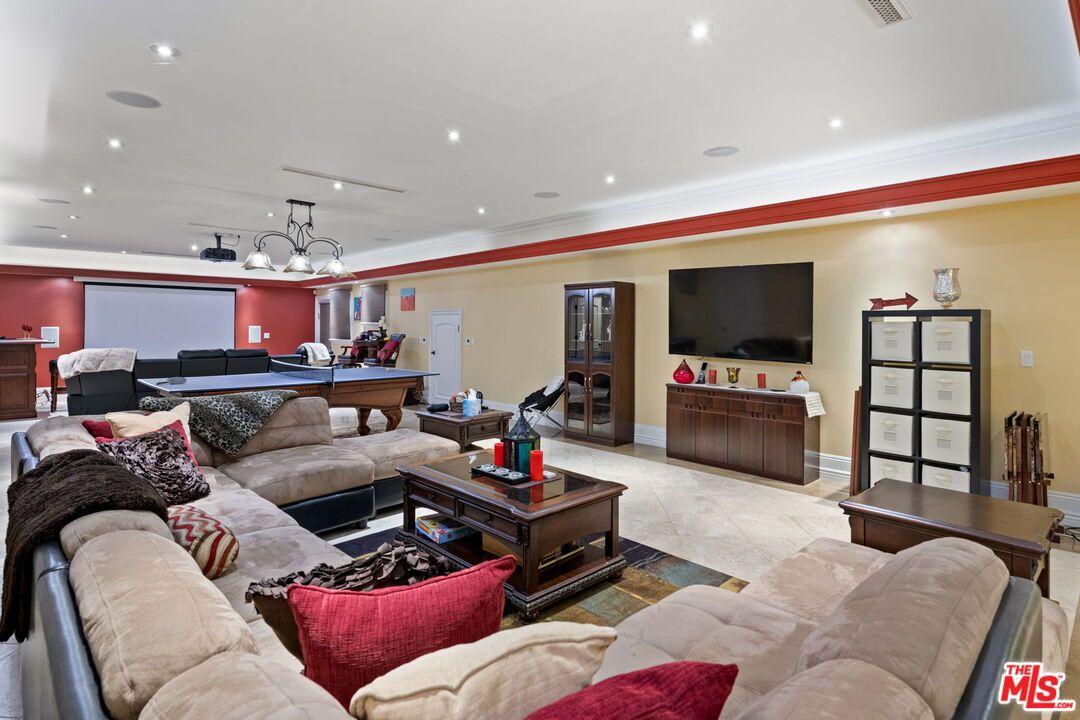 Billiard Table, Chandelier, Game Room, Interior, Living room, Recessed Lighting