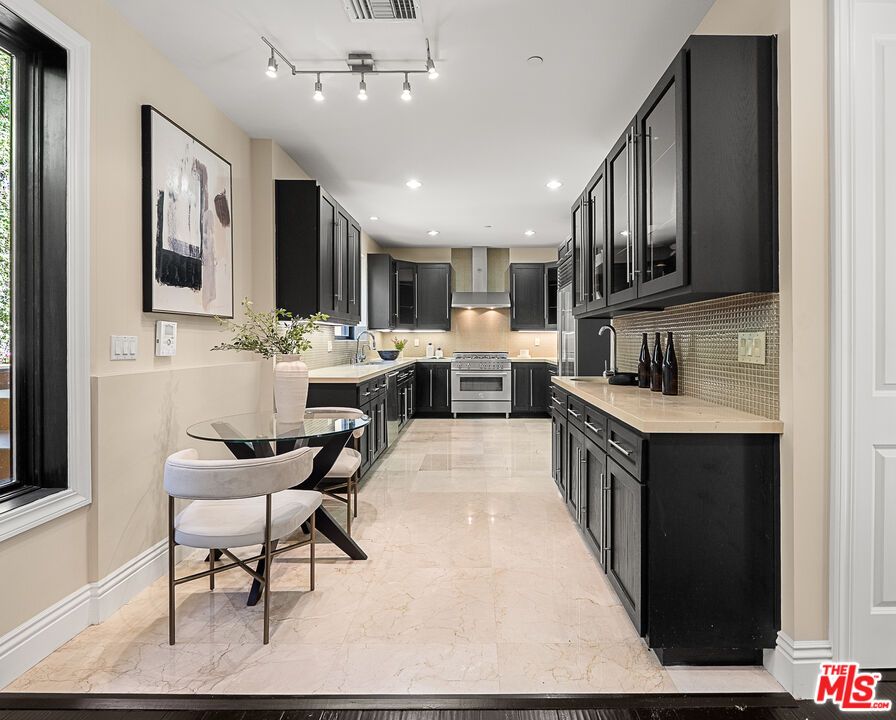 Interior, Kitchen, Marble, Recessed Lighting, Stainless Steel Appliances