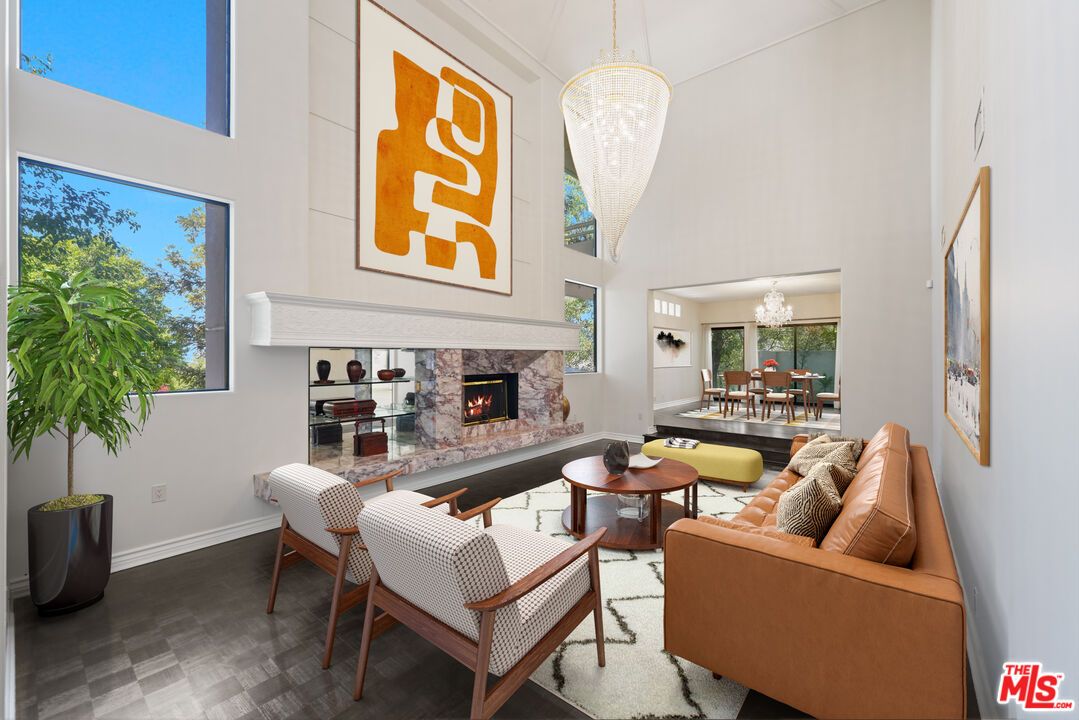 Chandelier, Dining room, Fireplace, Interior, Living room