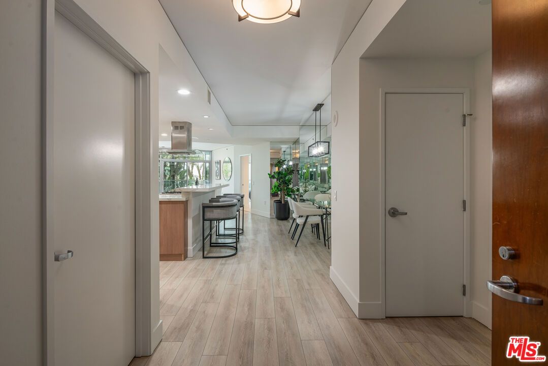 Dining room, Interior, Pendant Lights, Recessed Lighting, Wood Texture Flooring