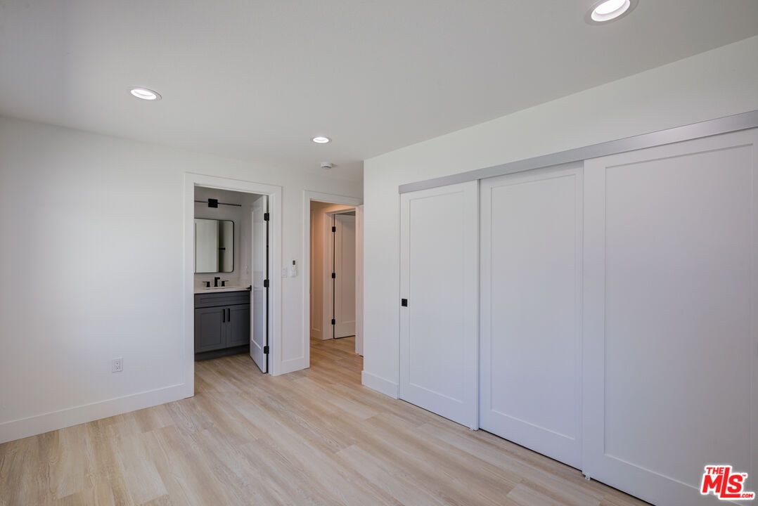 Bathroom, Empty room, Interior, Recessed Lighting, Wood Texture Flooring