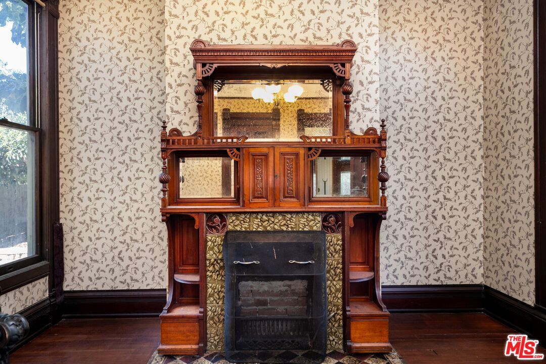 Fireplace, Interior, Wood Texture Flooring