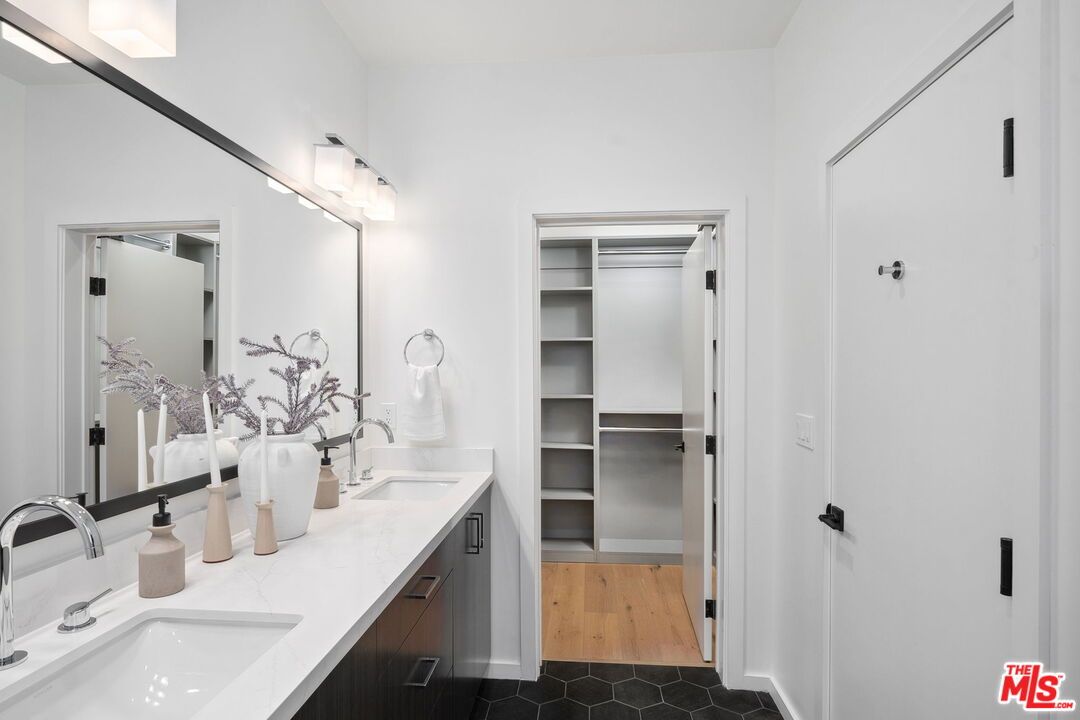 Bathroom, Dual Sink Vanities, Interior, Walk-in Closets, Wood Texture Flooring