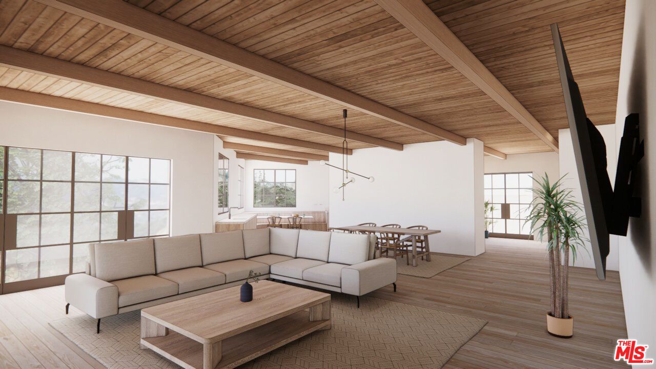 Dining room, Interior, Living room, Pendant Lights, Wooden Beams, Wooden Ceilings, Wood Texture Flooring