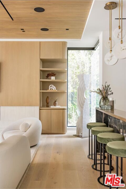 Interior, Pendant Lights, Recessed Lighting, Wooden Ceilings, Wood Texture Flooring