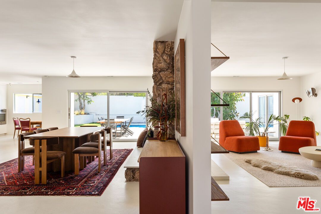 Dining room, Fireplace, Interior, Living room, Pendant Lights