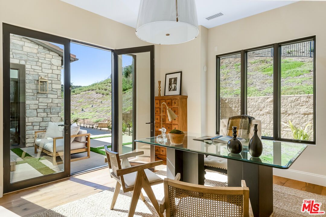 Home Office, Interior, Stone Walls, Wood Texture Flooring