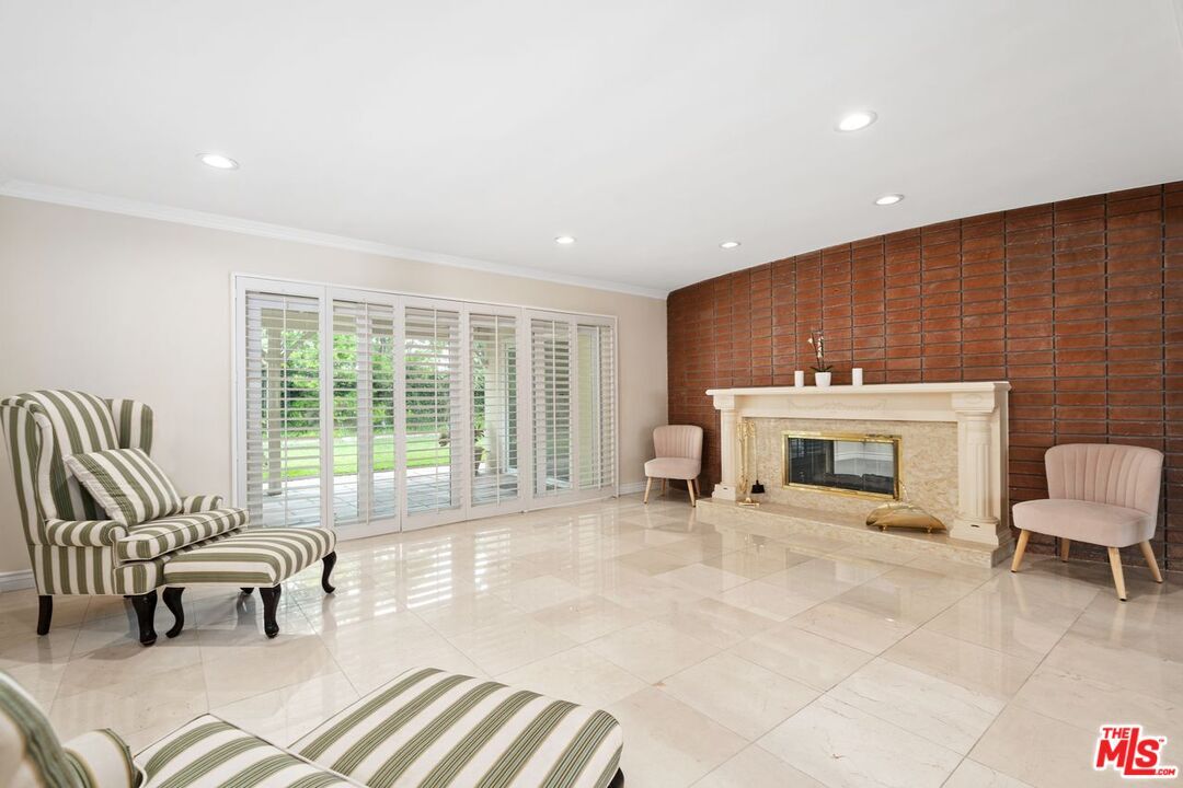 Fireplace, Interior, Recessed Lighting, Stone Walls