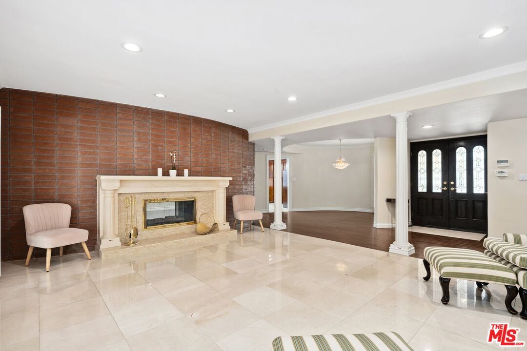 Fireplace, Interior, Pendant Lights, Recessed Lighting, Stone Walls