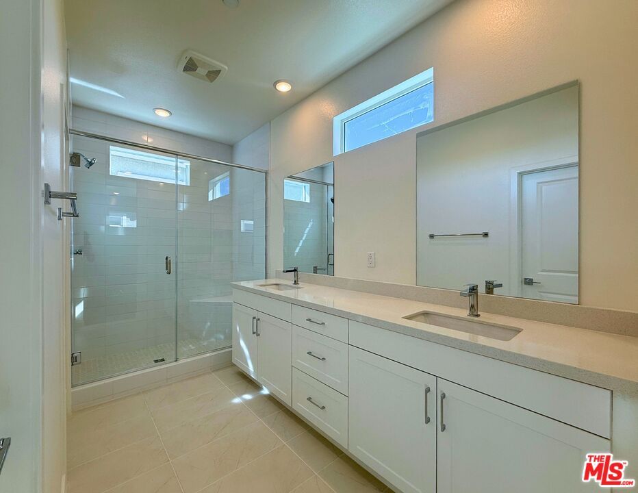 Bathroom, Dual Sink Vanities, Glass Shower, Interior, Recessed Lighting