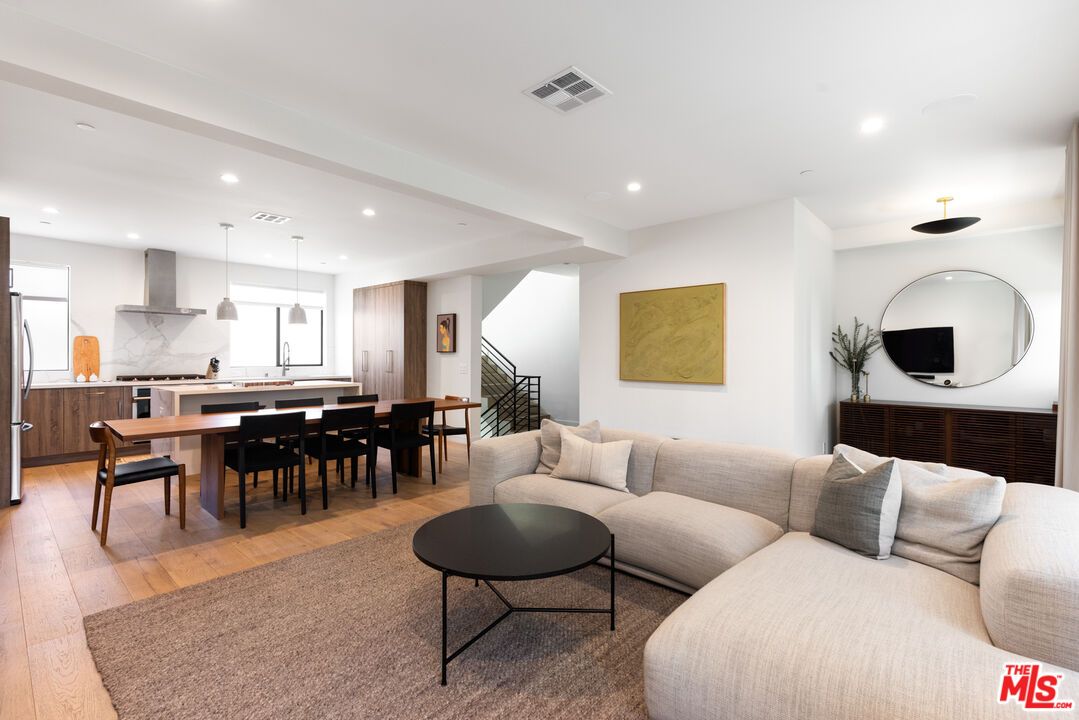 Dining room, Interior, Kitchen, Living room, Pendant Lights, Recessed Lighting, Wood Texture Flooring