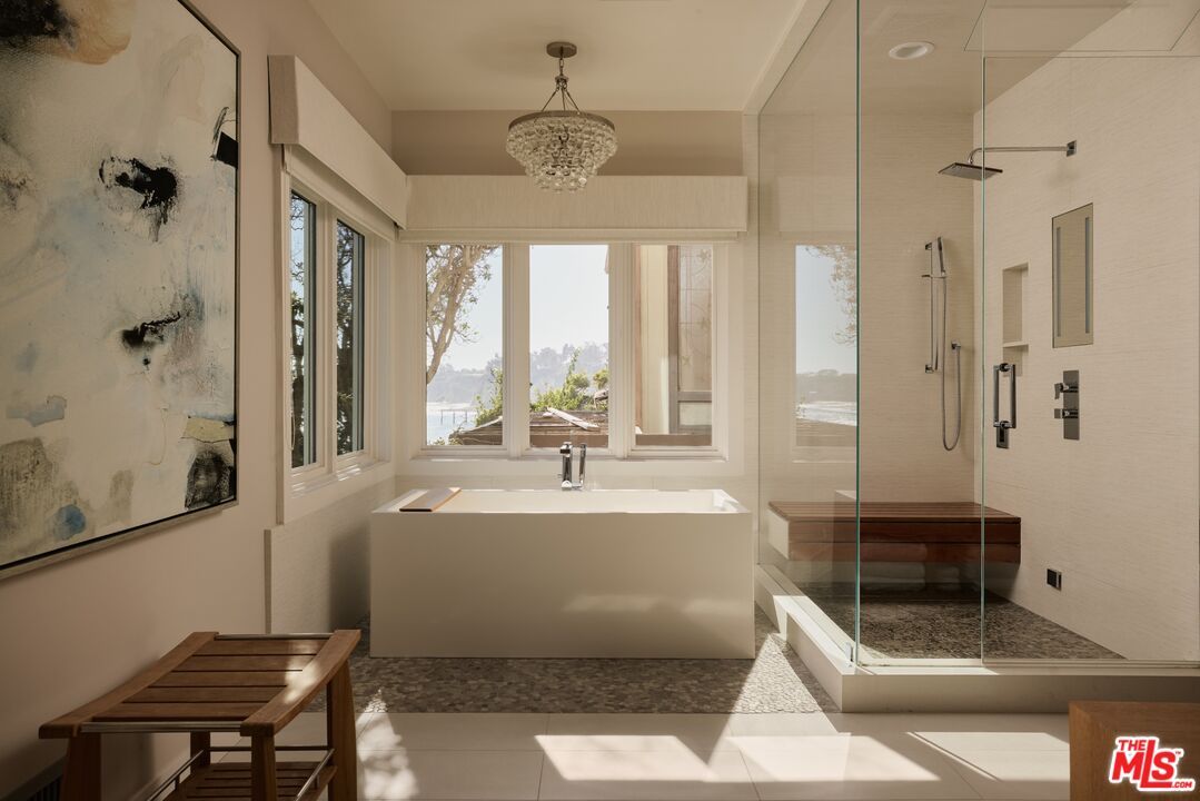 Bathroom, Chandelier, Glass Shower, Interior