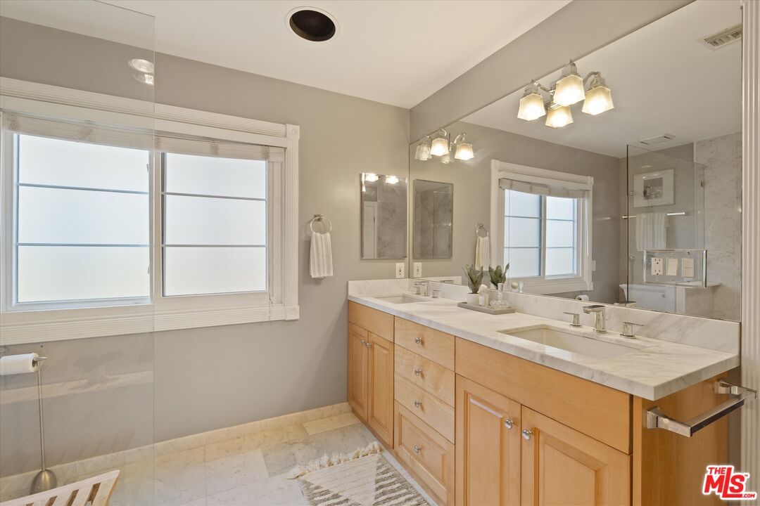 Bathroom, Dual Sink Vanities, Glass Shower, Interior, Tile Countertops