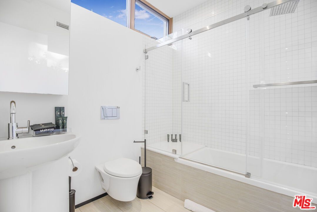 Bathroom, Glass Shower, Interior, Wood Texture Flooring