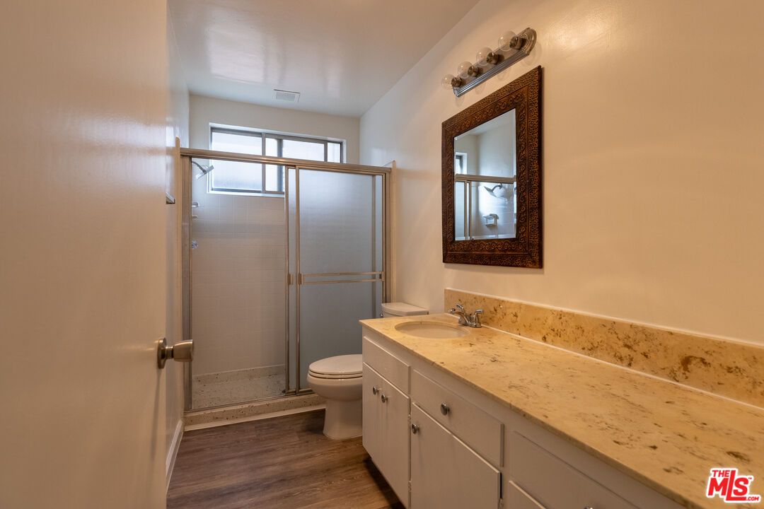 Bathroom, Glass Shower, Interior, Wood Texture Flooring