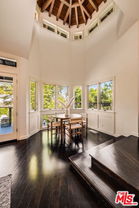 Dining room, Interior, Wooden Beams, Wooden Ceilings, Wood Texture Flooring
