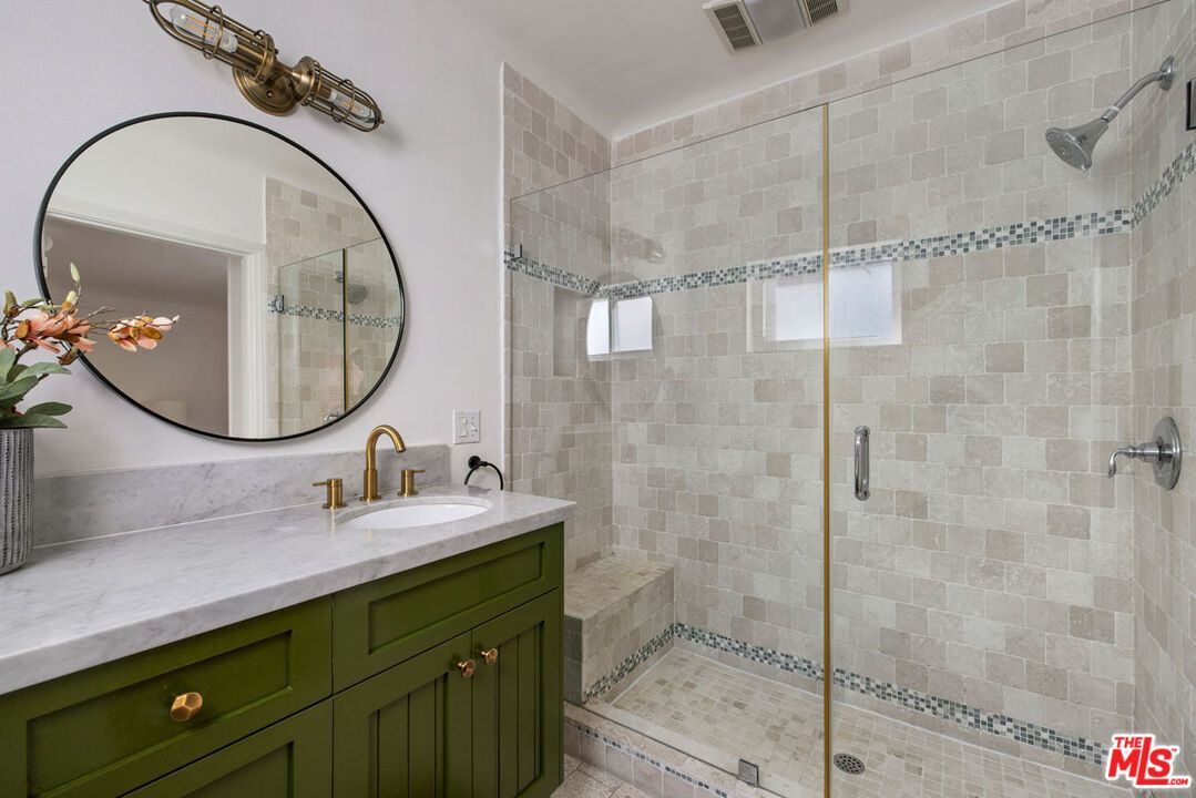 Bathroom, Glass Shower, Interior, Stone Walls