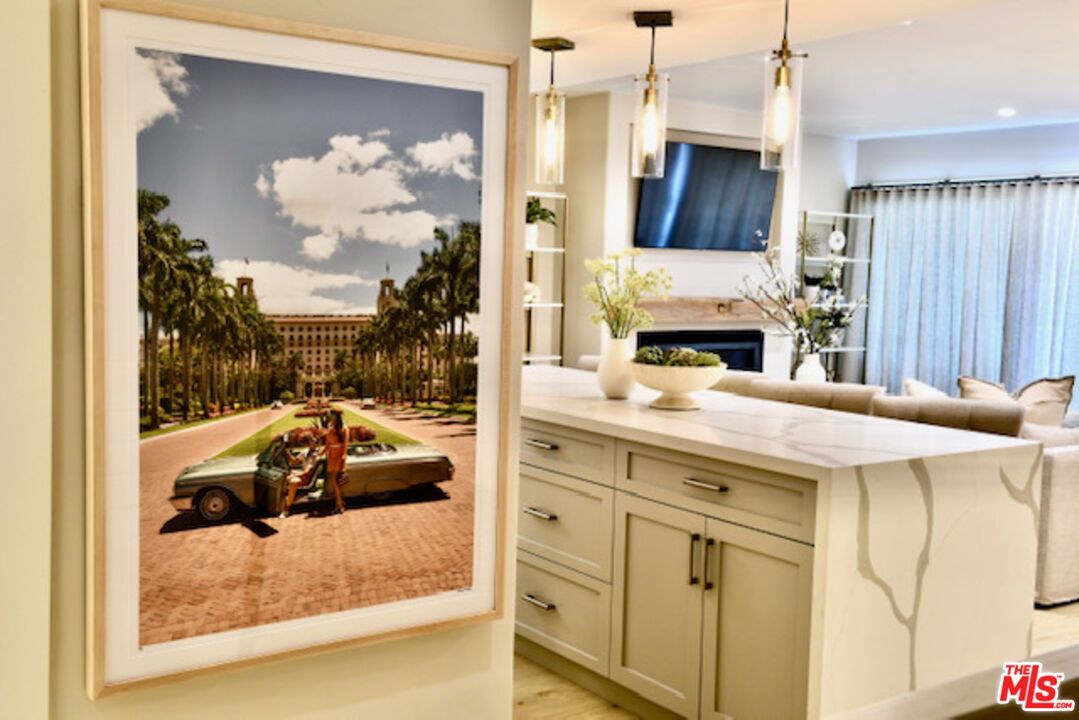 Fireplace, Interior, Pendant Lights, Recessed Lighting, Wood Texture Flooring