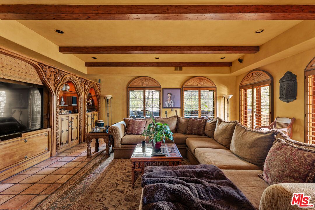 Interior, Living room, Recessed Lighting, Wooden Beams