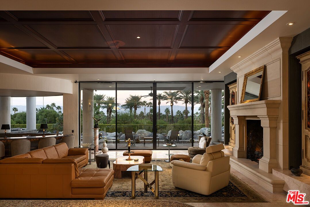 Fireplace, Interior, Living room, Recessed Lighting, Wooden Ceilings