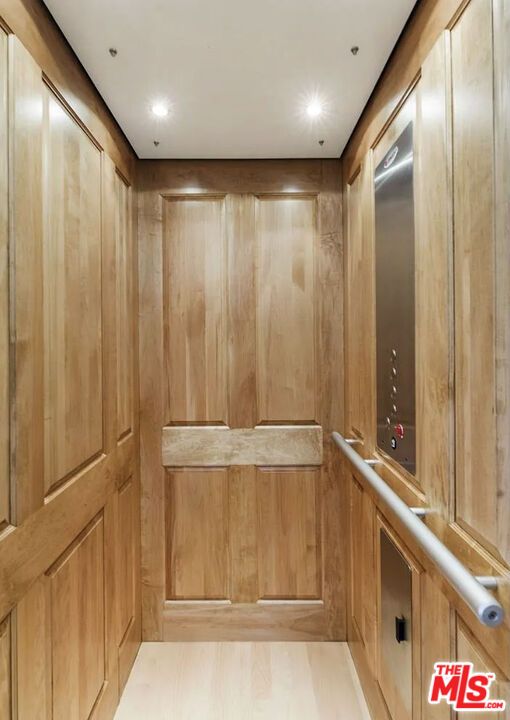Elevator, Interior, Recessed Lighting, Wooden Walls