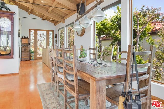 Dining room, Interior, Pendant Lights, Wooden Beams, Wooden Ceilings, Wood Texture Flooring