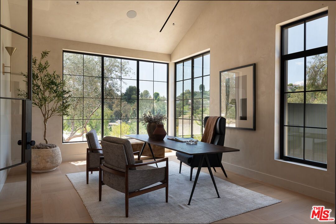 Home Office, Interior, Recessed Lighting, Wood Texture Flooring