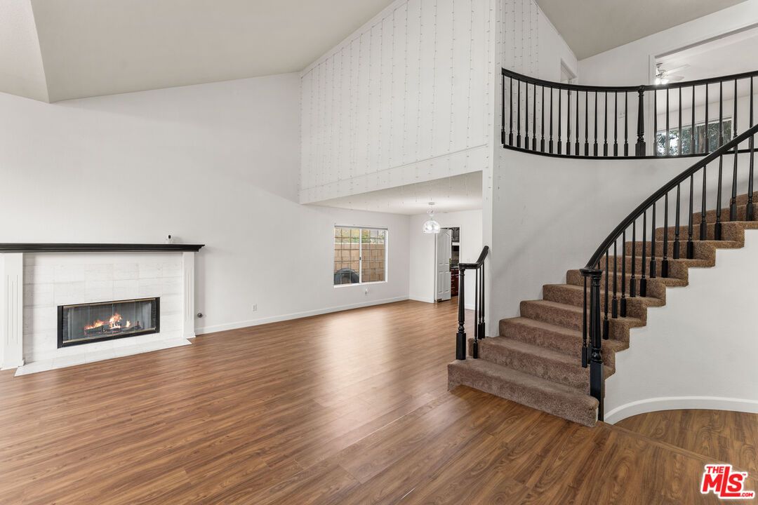 Fireplace, Interior, Pendant Lights, Wood Texture Flooring