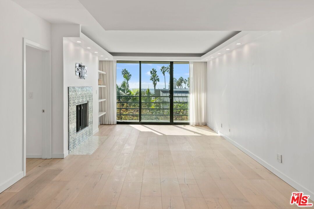 Empty room, Fireplace, Interior, Recessed Lighting, Wood Texture Flooring