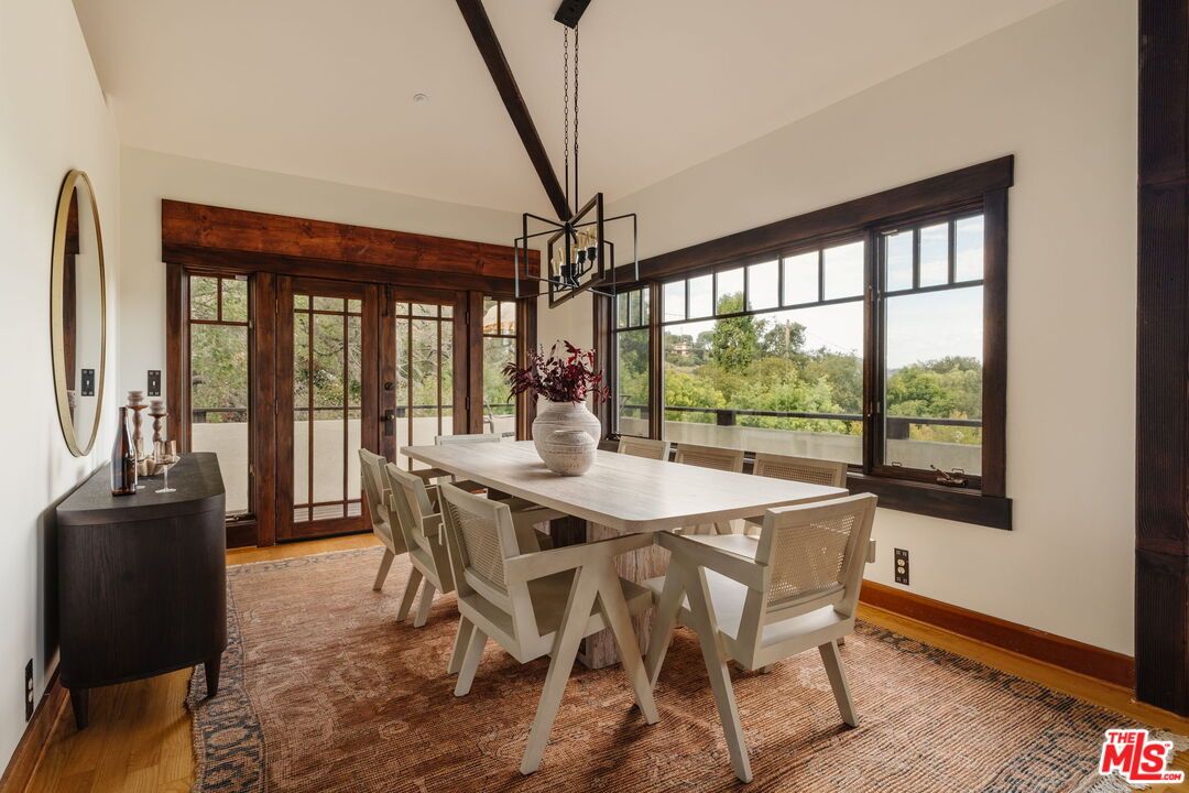 Dining room, Interior, Pendant Lights, Wood Texture Flooring
