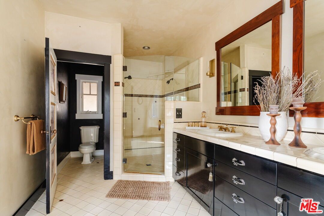 Bathroom, Dual Sink Vanities, Glass Shower, Interior, Tile Countertops