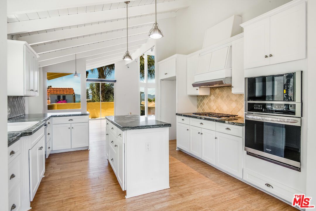 Interior, Kitchen, Pendant Lights, Stainless Steel Appliances, Wood Texture Flooring
