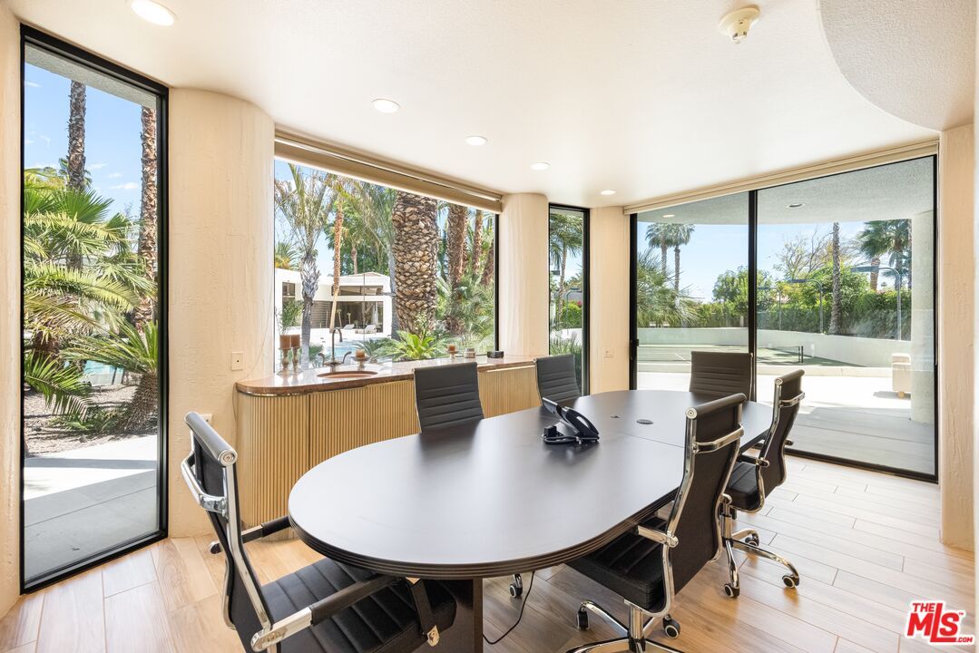 Dining room, Interior, Recessed Lighting, Wood Texture Flooring