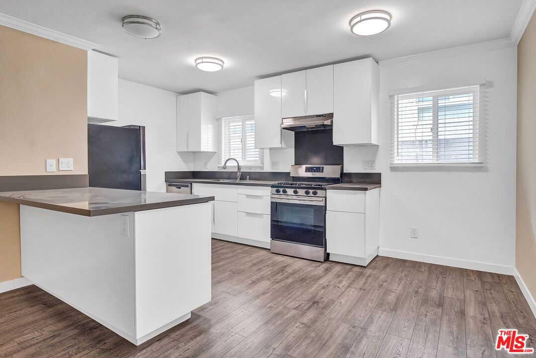 Interior, Kitchen, Stainless Steel Appliances, Wood Texture Flooring