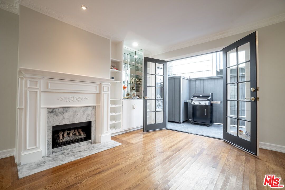 Fireplace, Interior, Recessed Lighting, Wood Texture Flooring