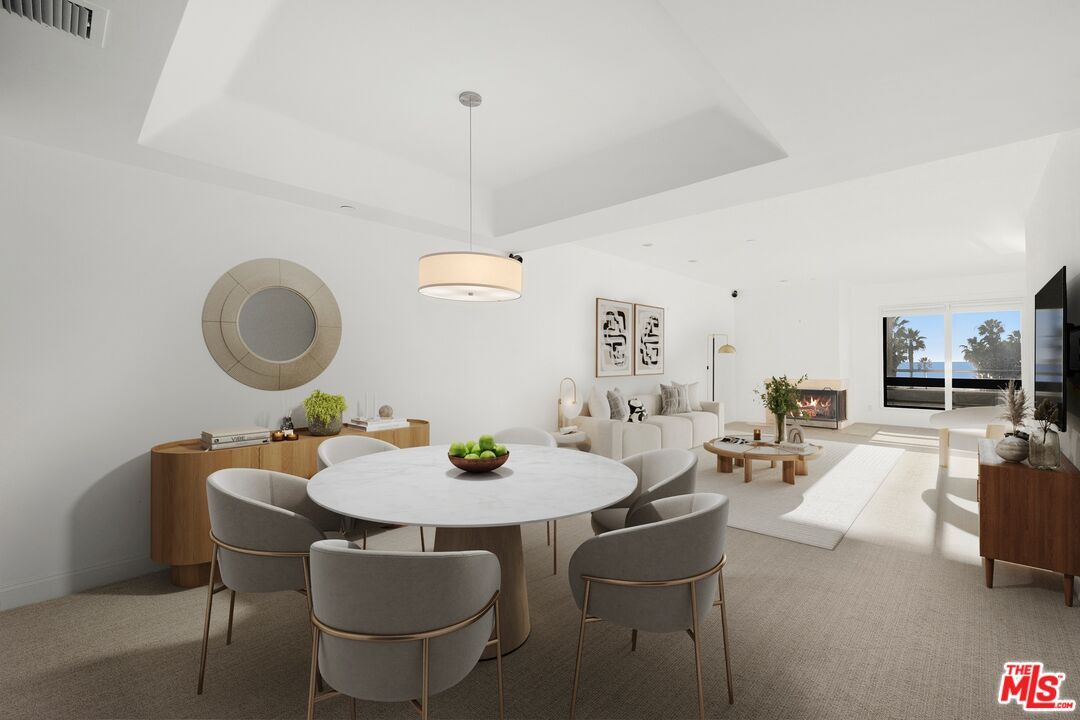 Dining room, Fireplace, Interior, Living room, Pendant Lights