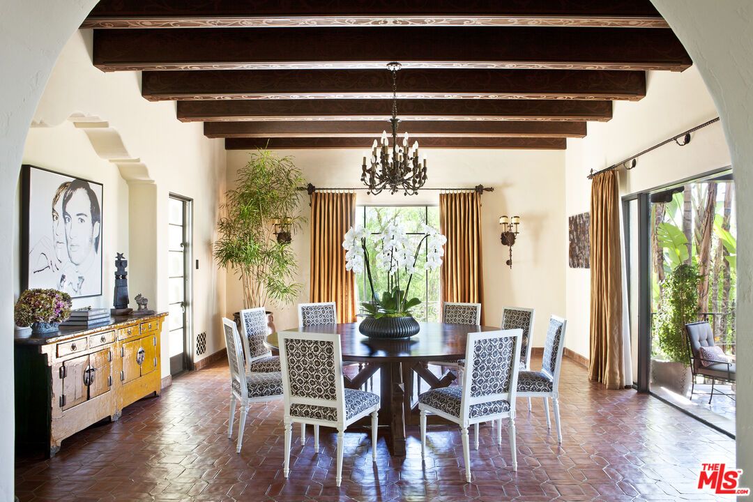 Chandelier, Dining room, Interior, Wooden Beams, Wood Texture Flooring