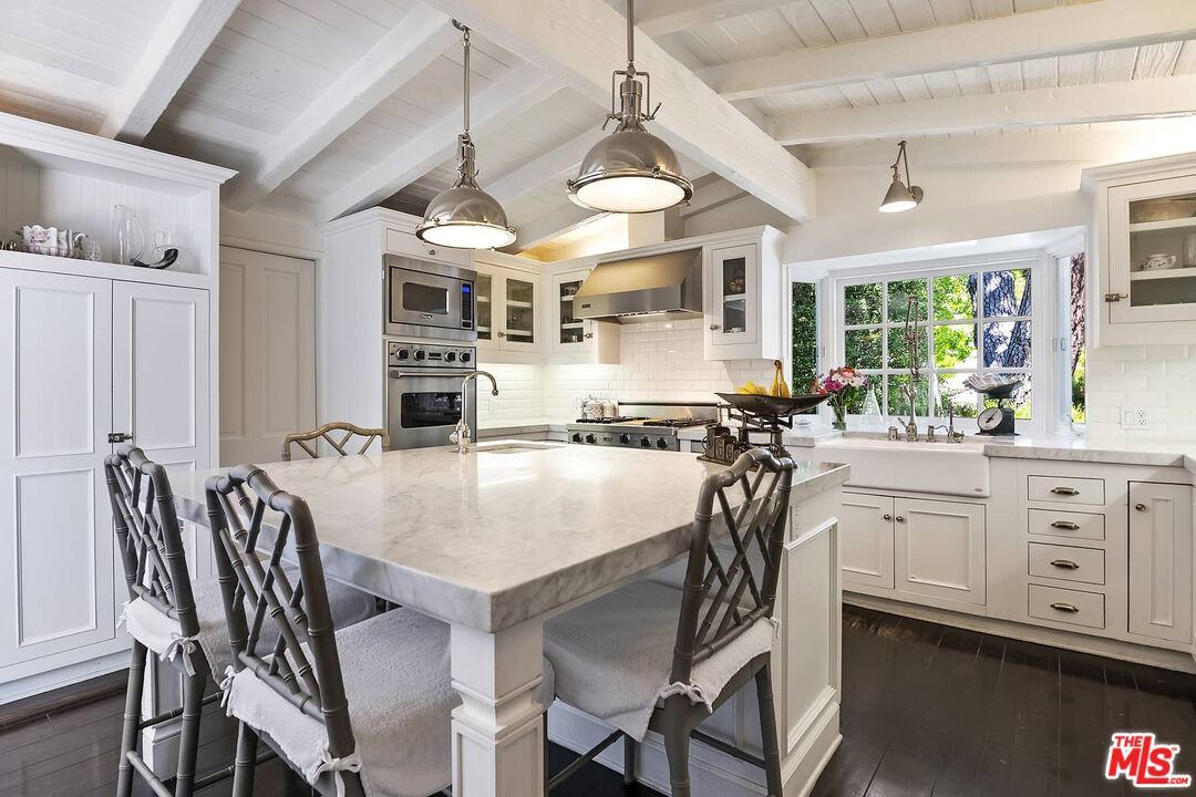 Interior, Kitchen, Pendant Lights, Stainless Steel Appliances, Wood Texture Flooring