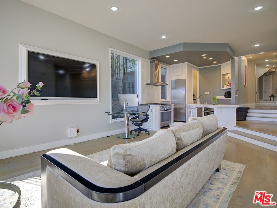 Interior, Kitchen, Living room, Recessed Lighting, Stainless Steel Appliances, Wood Texture Flooring