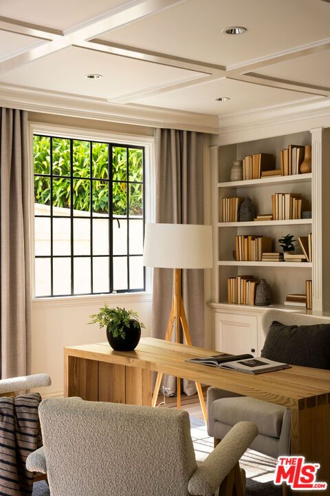 Home Office, Interior, Recessed Lighting, Wood Texture Flooring