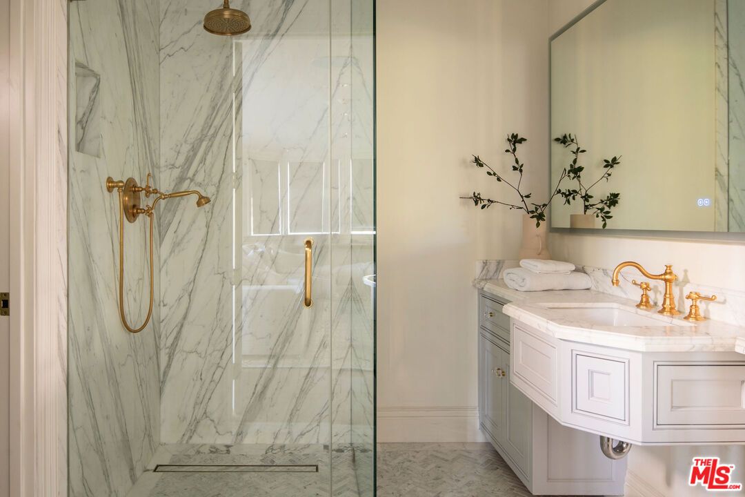 Bathroom, Glass Shower, Interior, Marble Walls