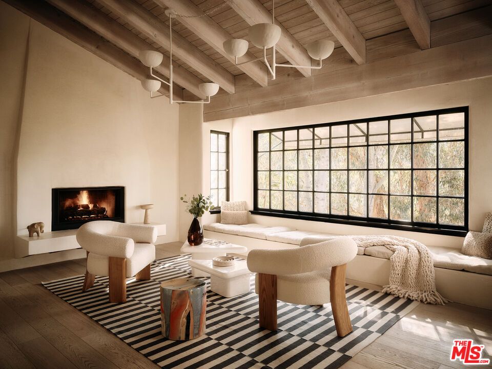 Fireplace, Interior, Living room, Wooden Beams, Wooden Ceilings, Wood Texture Flooring