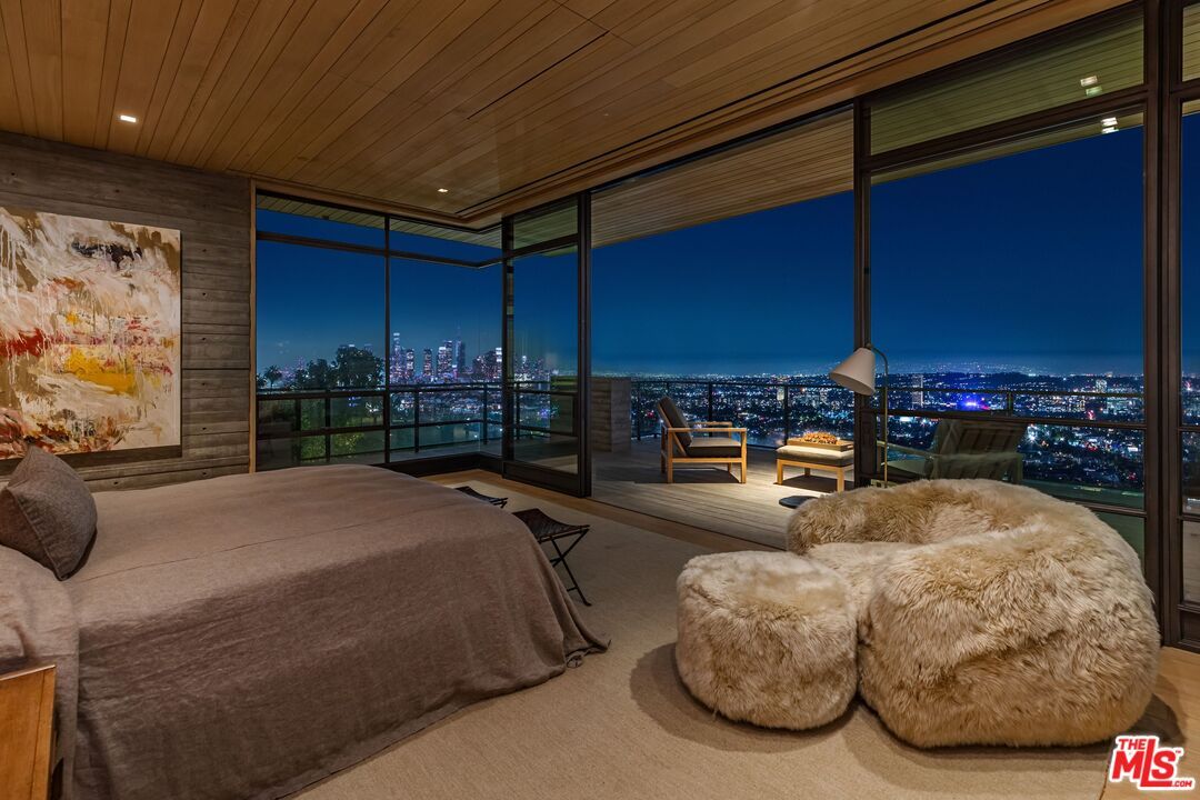 Bedroom, Interior, Recessed Lighting, Water, Wooden Ceilings, Wood Texture Flooring, Wooden Walls