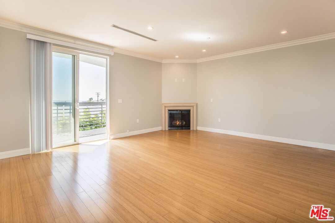 Empty room, Fireplace, Interior, Recessed Lighting, Wood Texture Flooring