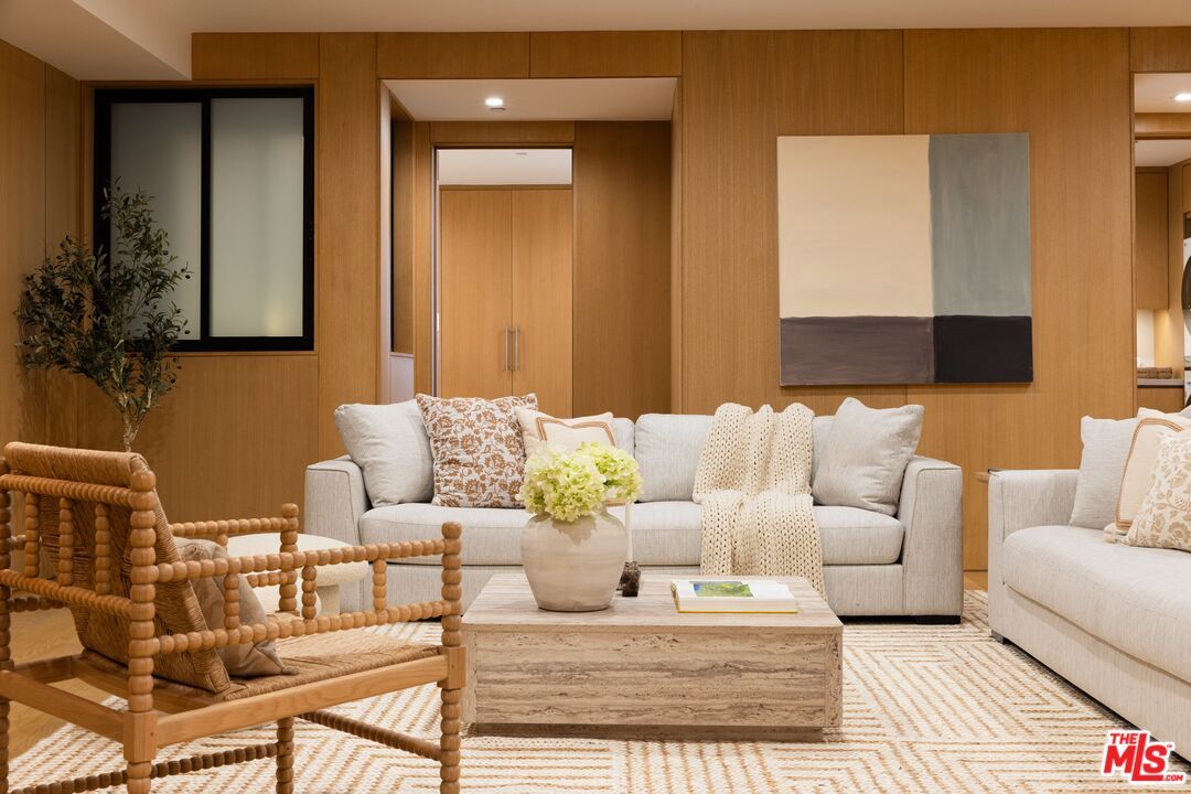 Interior, Living room, Recessed Lighting, Wooden Walls