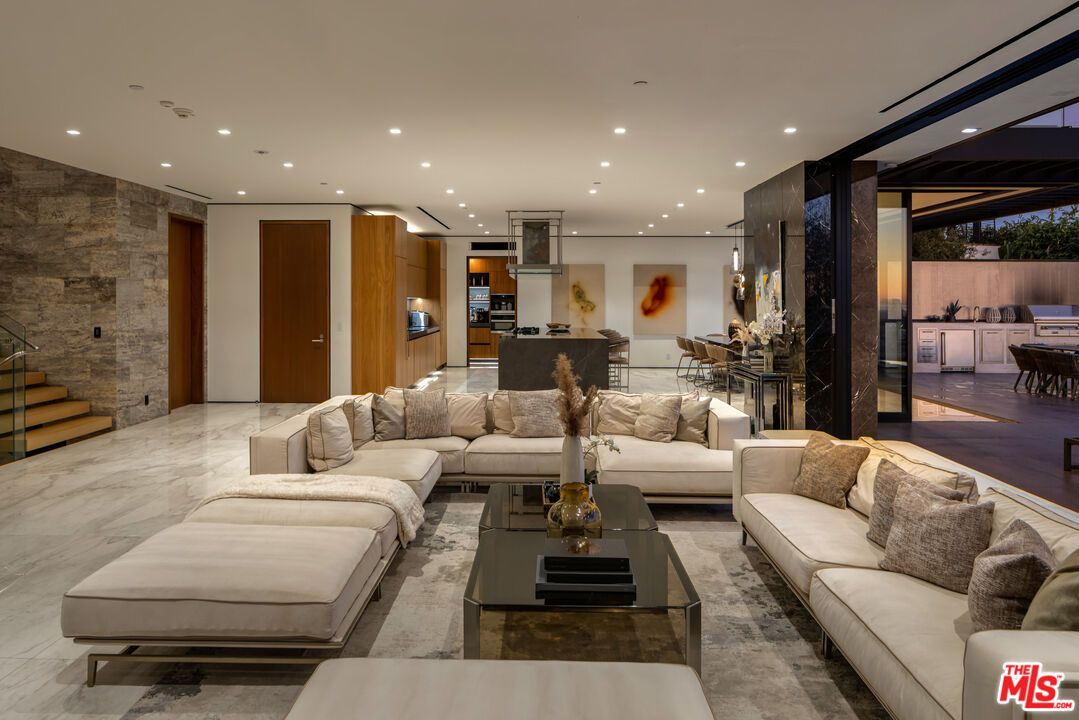 Dining room, Interior, Kitchen, Living room, Marble, Pendant Lights, Recessed Lighting, Stone Walls