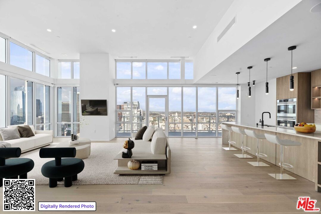 Interior, Kitchen, Living room, Pendant Lights, Recessed Lighting, Stainless Steel Appliances, Wood Texture Flooring