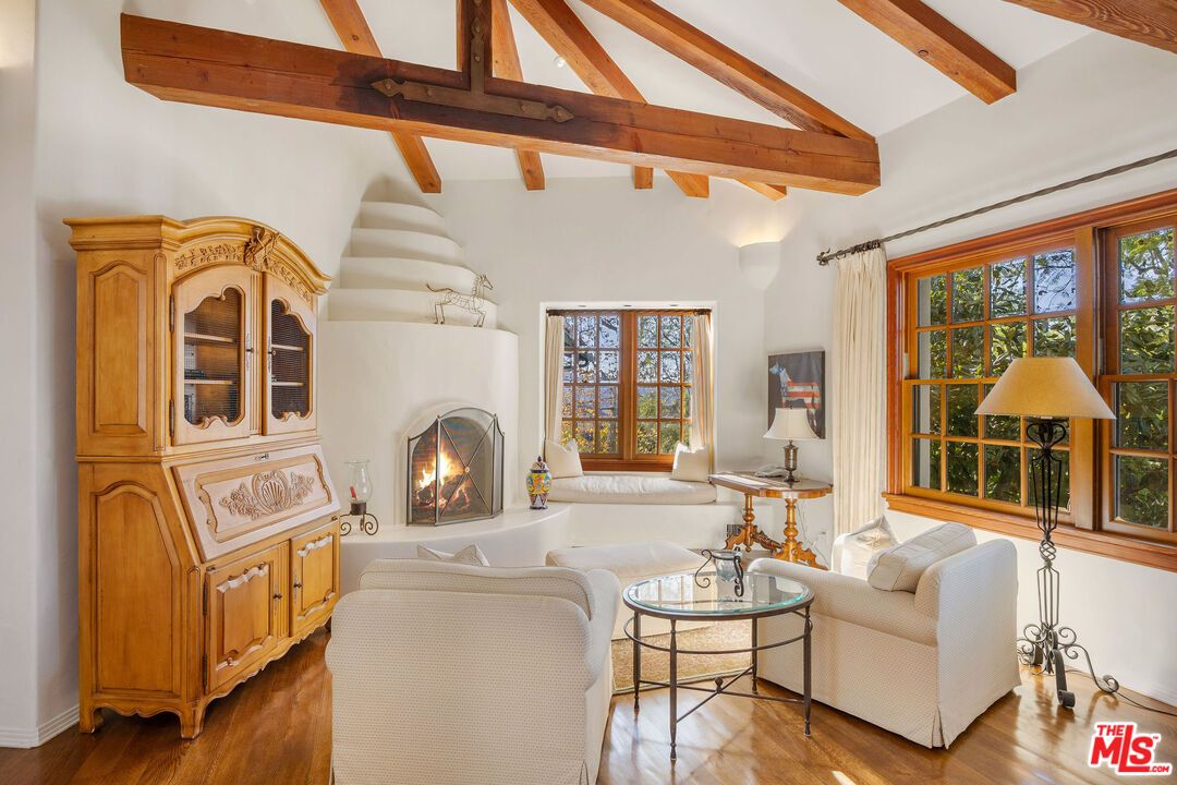 Fireplace, Interior, Living room, Wooden Beams, Wood Texture Flooring