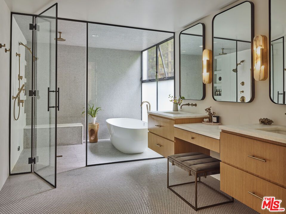 Bathroom, Dual Sink Vanities, Free Standing Baths, Glass Shower, Interior